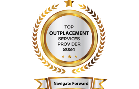 Gold Trophy On White Background With Text Top Outplacement Services Provider 2024 Navigate Forward