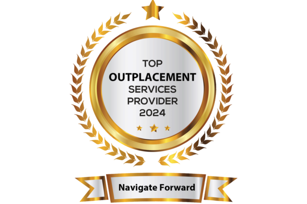 Gold Trophy On White Background With Text Top Outplacement Services Provider 2024 Navigate Forward